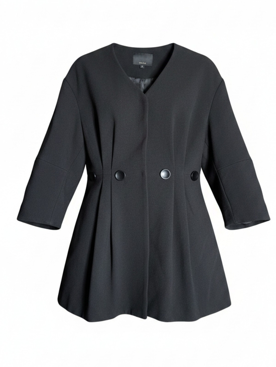 Jackets & Blazers - Zow Zow Womens Black Three-Quarter Sleeve Flared Coat